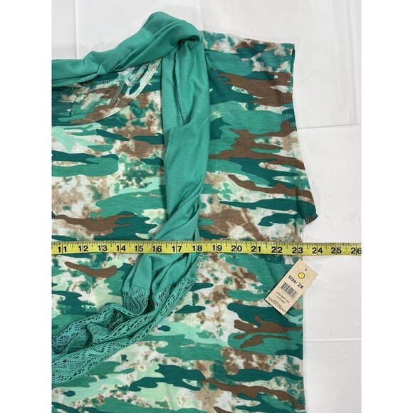 NWT bobbie brooks Women 2x knit top & scarf cap sleeves green Stretch - Picture 12 of 14